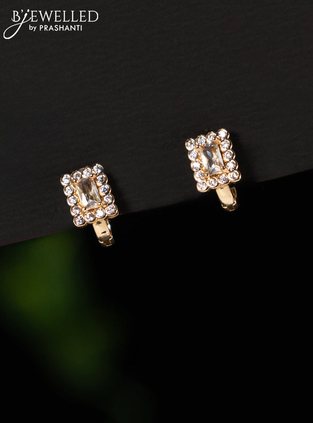 Rose gold hanging type earring with cz stones