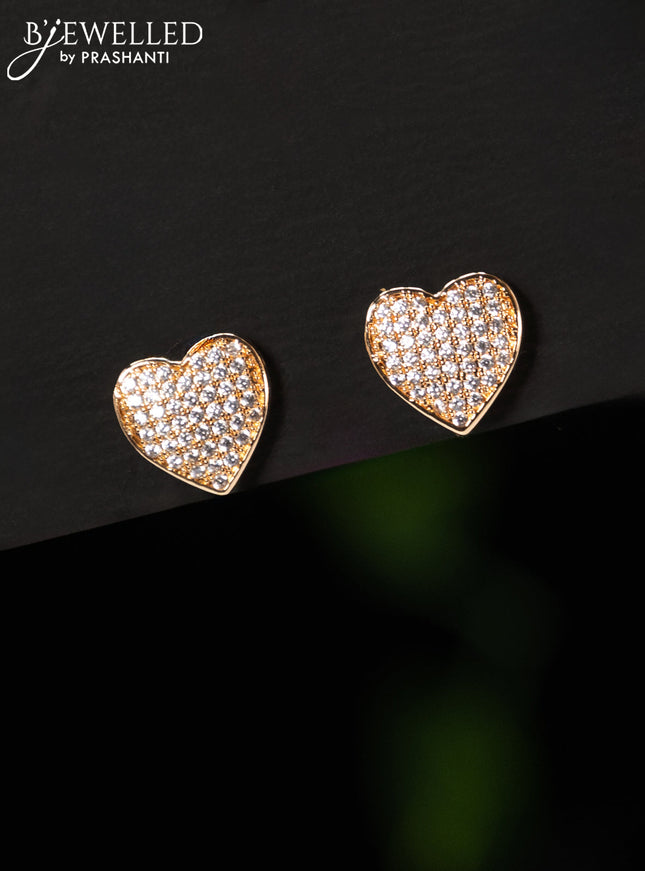Rose gold earring heart shape design with cz stones