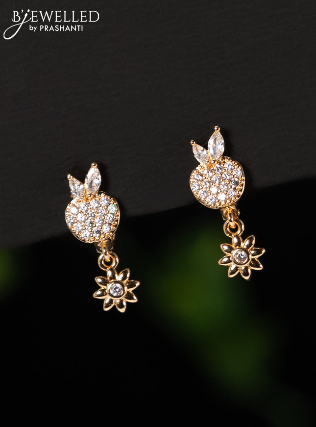 Rose gold hanging type earring with cz stones