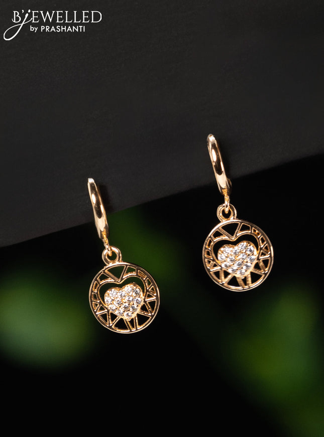 Rose gold hanging type earring with cz stones