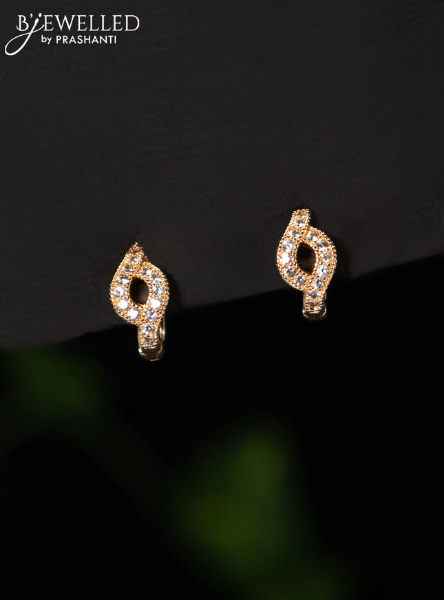 Rose gold hanging type earring with cz stones