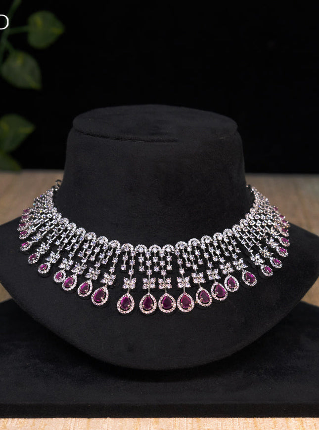 Zircon choker with ruby and cz stones