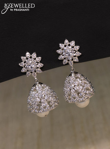 Zircon choker with cz stones and pearl hangings