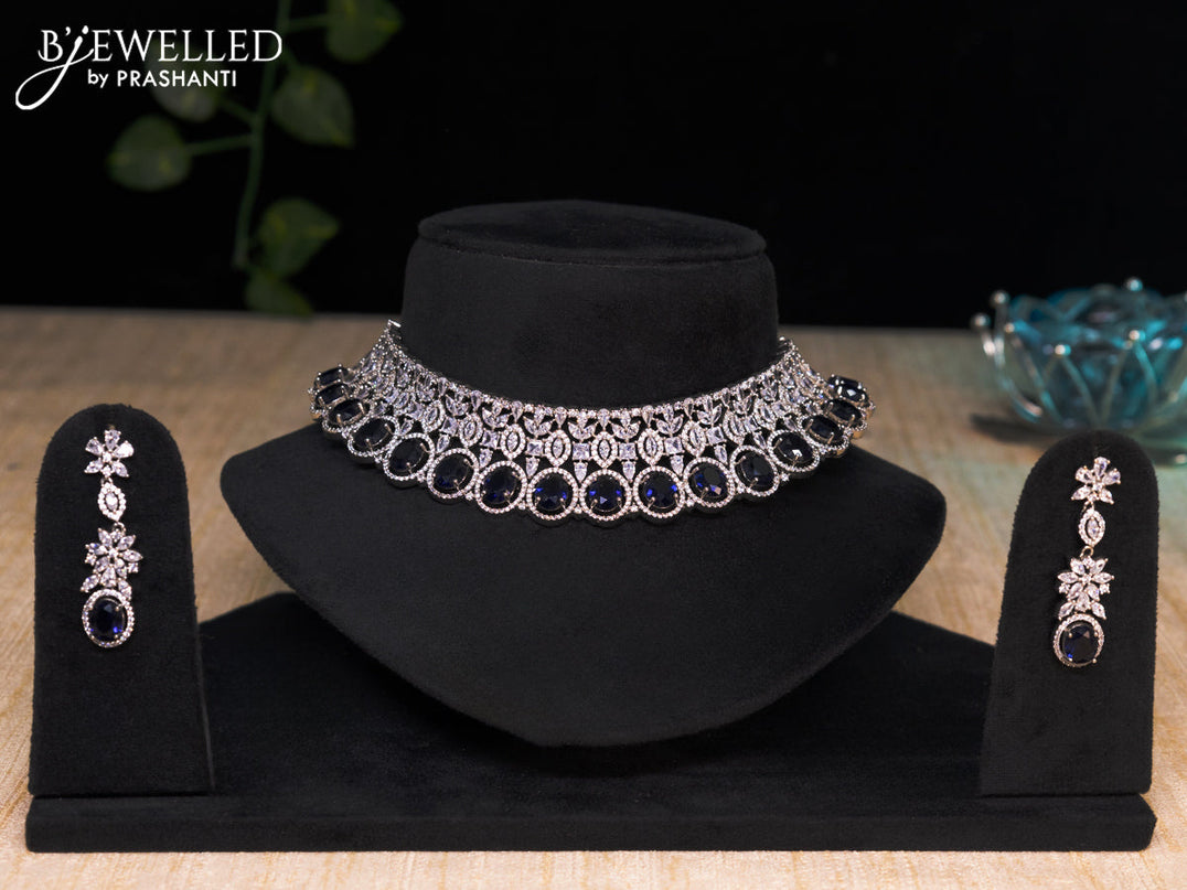Zircon choker with sapphire and cz stones