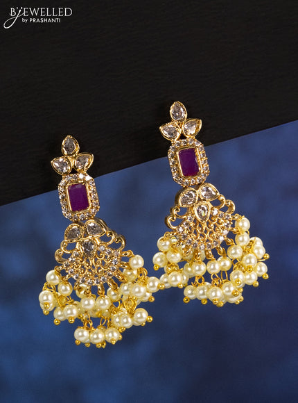 Antique guttapusalu haaram with kemp & cz stones and pearl hangings