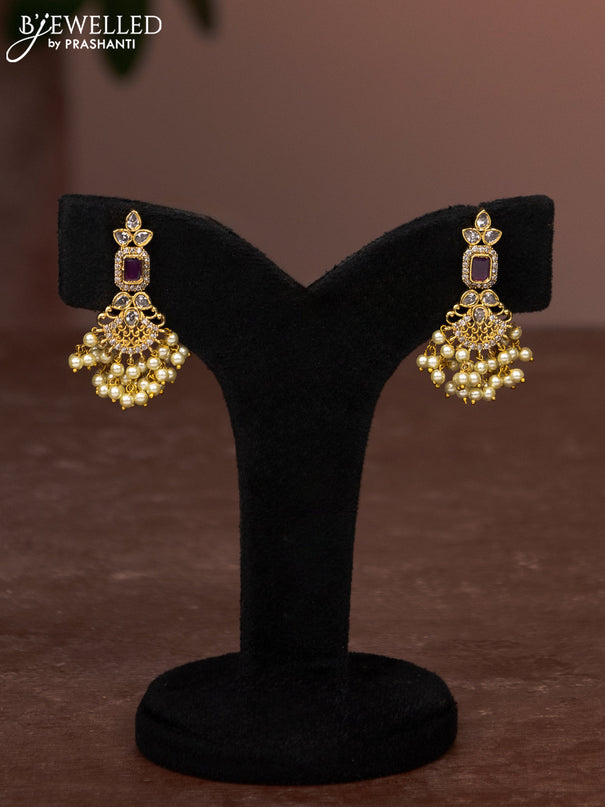 Antique guttapusalu haaram with kemp & cz stones and pearl hangings