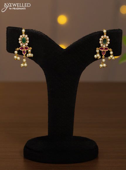 Mangalsutra double layer with kemp & cz stones and pearl hangings