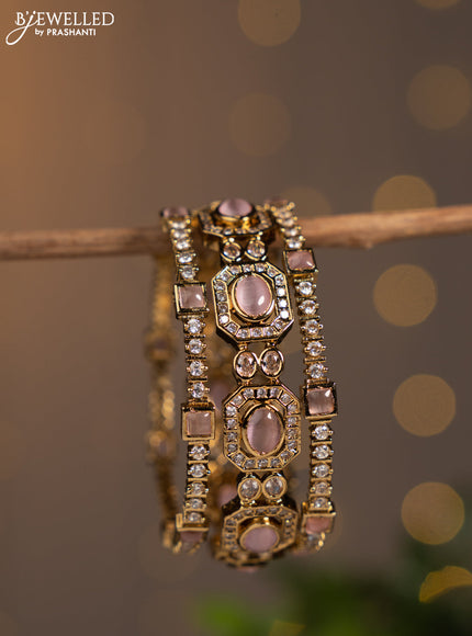 Antique bangle with baby pink and kundan stones