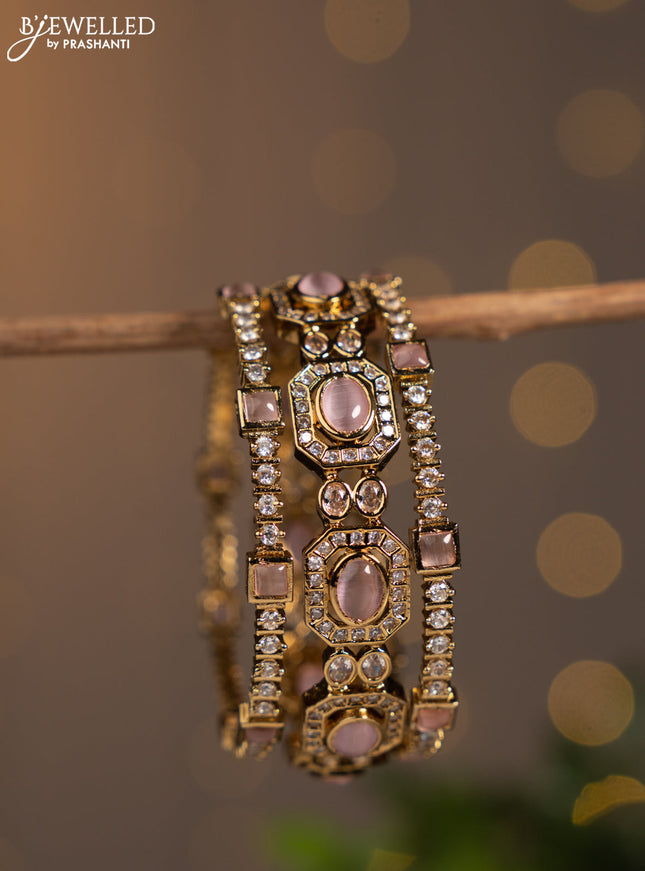 Antique bangle with baby pink and kundan stones
