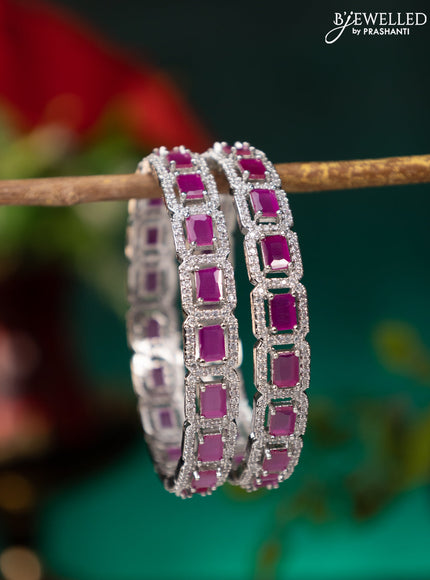 Zircon bangle with ruby and cz stones