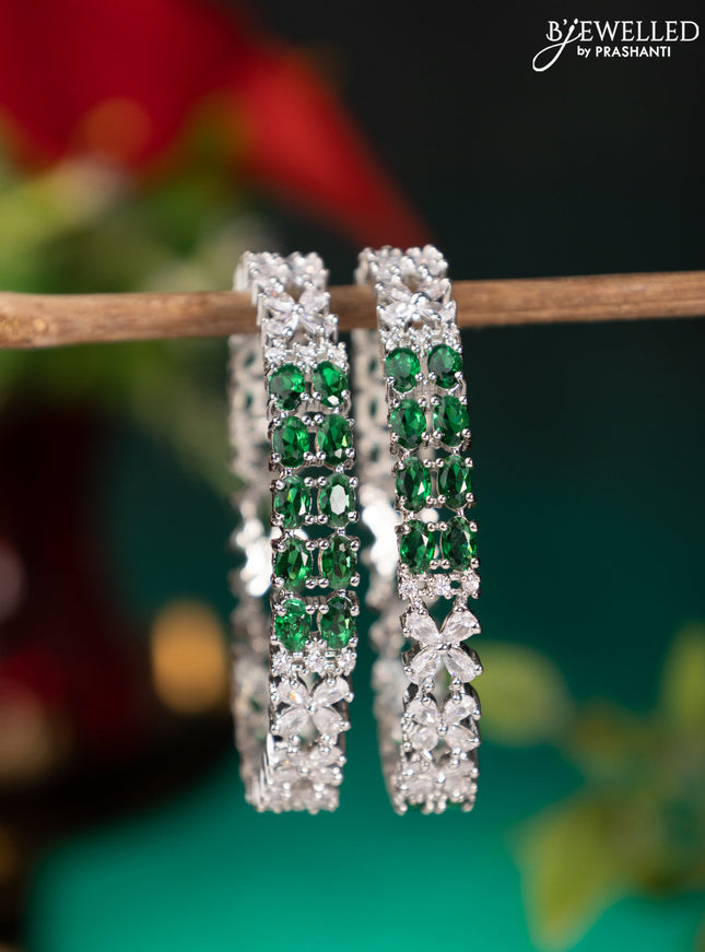 Zircon bangle with emerald and cz stones