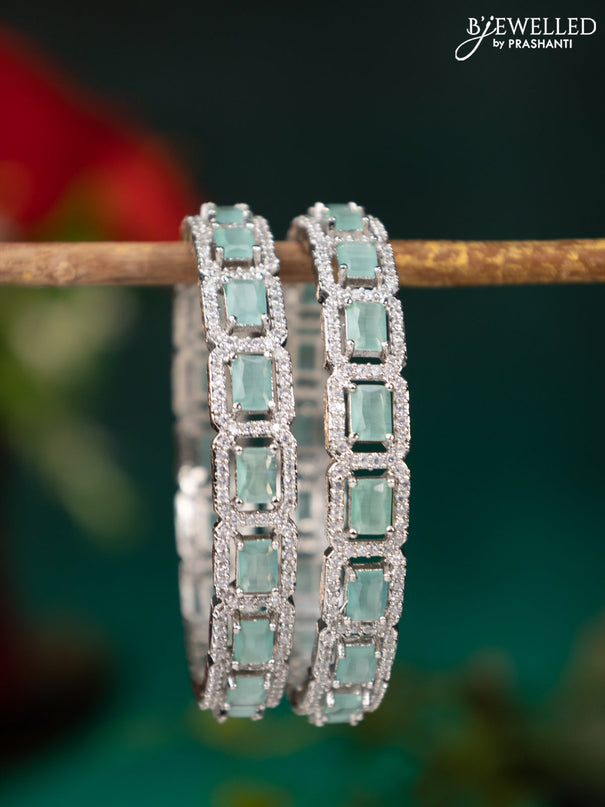 Zircon bangle with mint green and cz stones