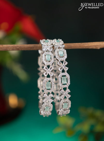 Zircon bangle with mint green and cz stones