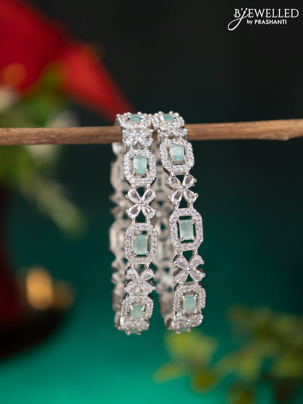 Zircon bangle with mint green and cz stones