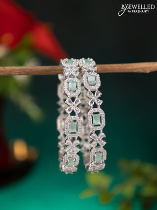 Zircon bangle with mint green and cz stones