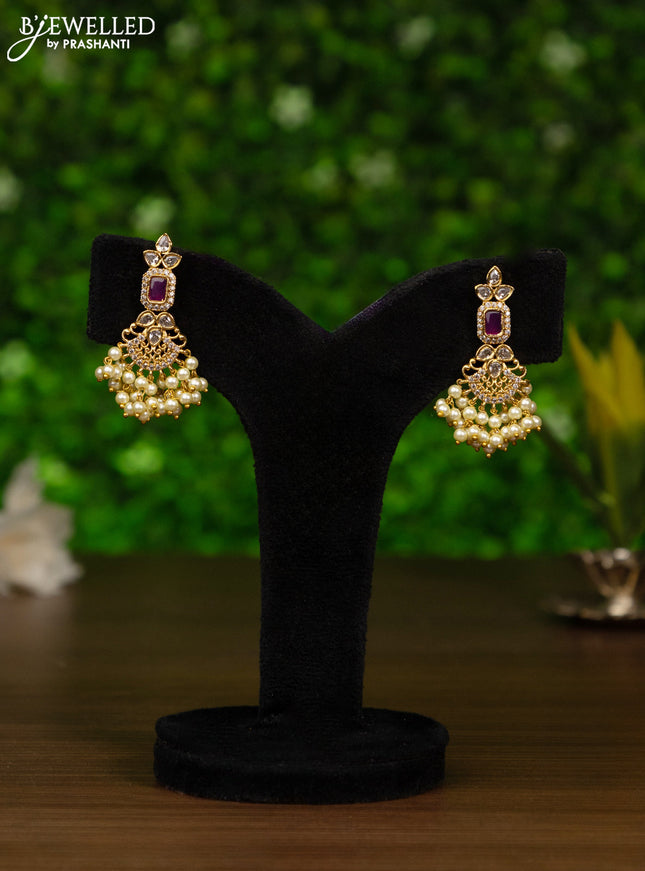 Antique guttapusalu necklace with kemp & kundan stones and pearl hangings