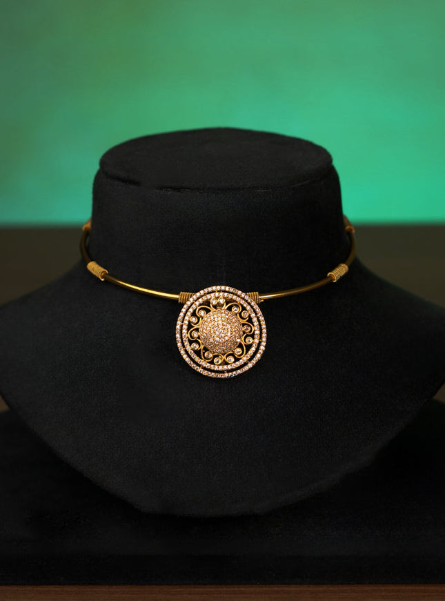 Antique ring type choker with cz stones pendant