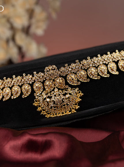 Antique hip chain manga design with kundan stones and golden beads hanging
