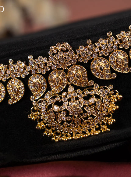 Antique hip chain manga design with kundan stones and golden beads hanging