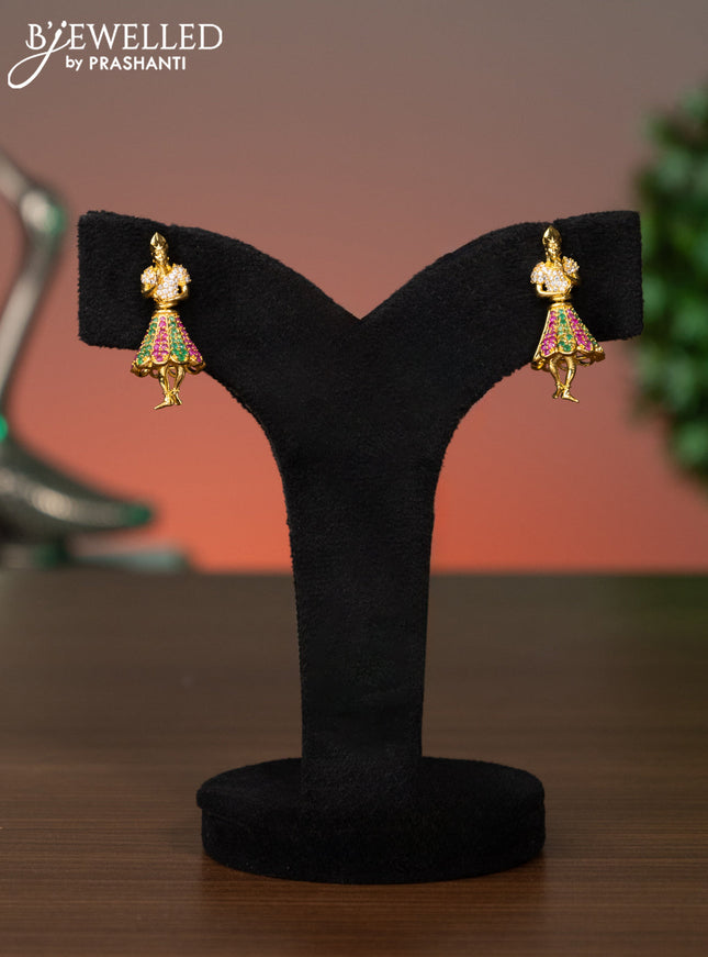 Zircon jhumka doll design with kemp and cz stones