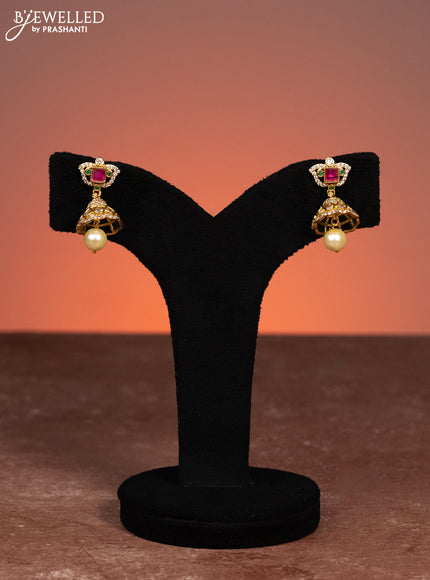 Antique choker with kemp & cz stones and pearl hanging