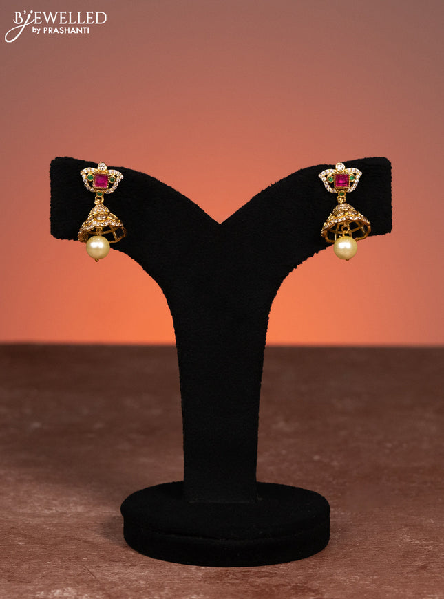 Antique choker with kemp & cz stones and pearl hanging