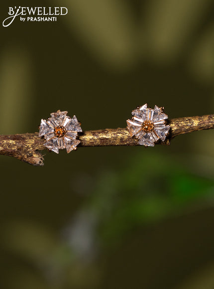 Rose gold earrings with cz stones