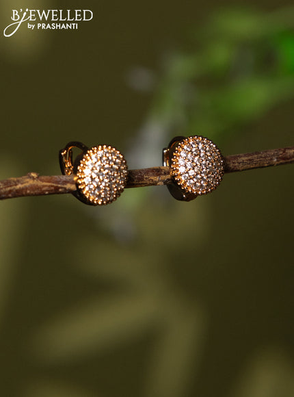 Rose gold hanging type earrings with cz stones