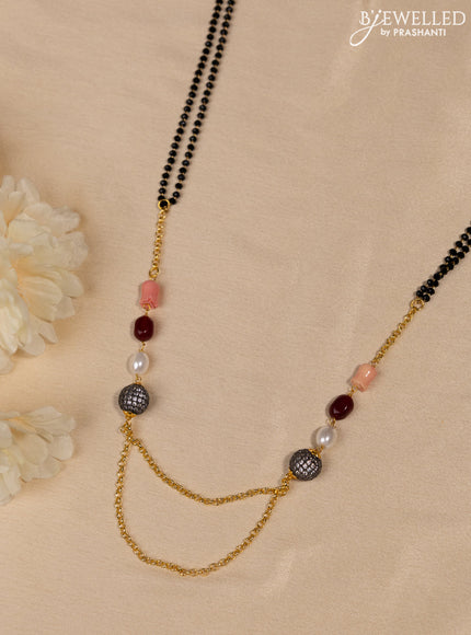 Mangalsutra double layer with tulip & pearl and monalisa beads without earrings