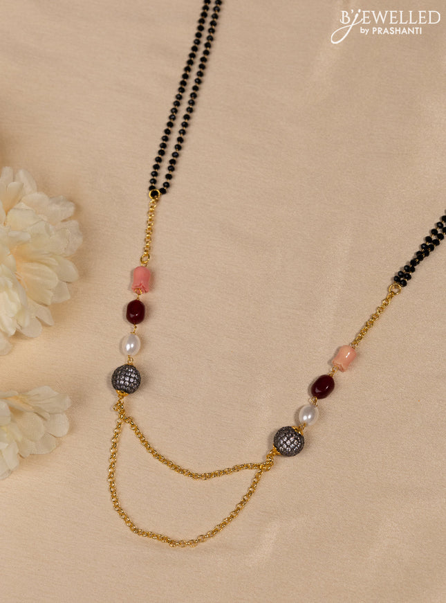 Mangalsutra double layer with tulip & pearl and monalisa beads without earrings