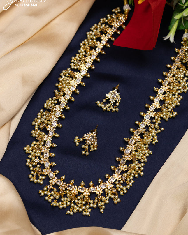 Antique guttapusalu haaram with kundan stones and pearl hangings