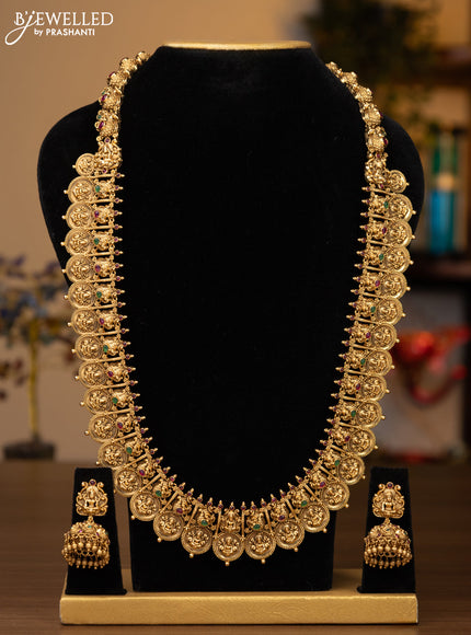 Antique haaram kemp stones with lakshmi kasu design
