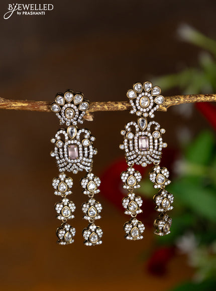 Victorian finish earrings with baby pink and cz stones
