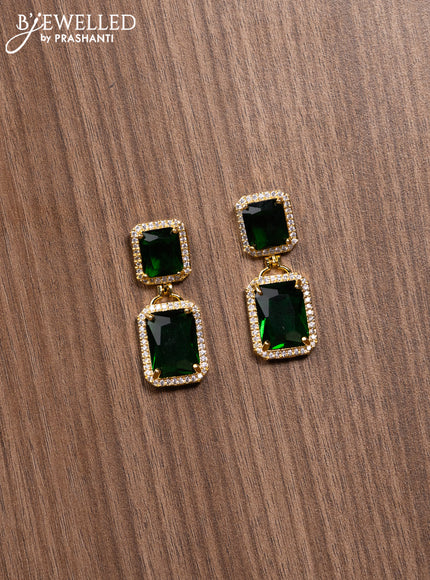 Zircon earrings with emerald and cz stones in gold finish