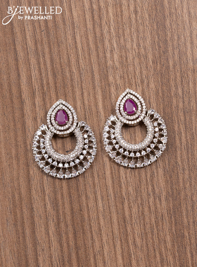 Zircon earrings with ruby and cz stones