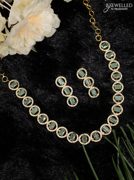 Zircon necklace with mint green and cz stones