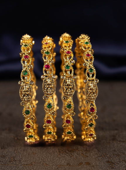 Antique bangles lakshmi design with kemp and cz stones