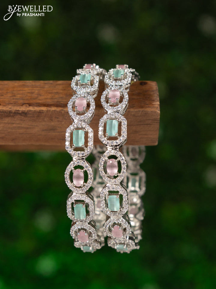 Zircon bangles with baby pink & mint green and cz stones