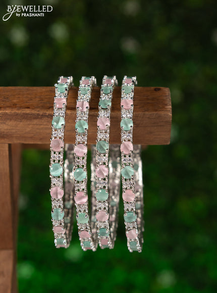 Zircon bangles with mint green & baby pink and cz stones