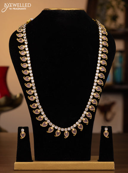 Antique haaram manga design with baby pink and cz stones