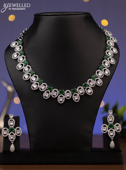 Zircon necklace with emerald and cz stones