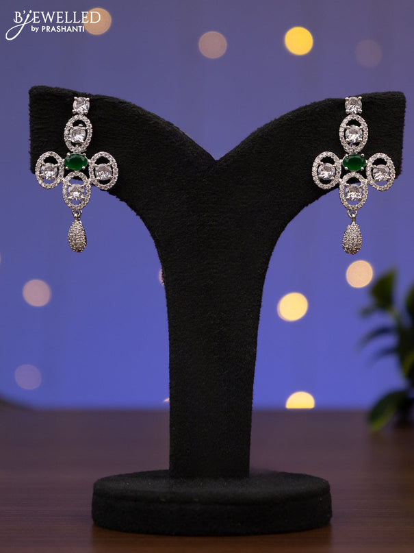 Zircon necklace with emerald and cz stones