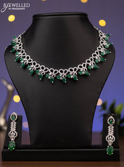 Zircon necklace with emerald and cz stones