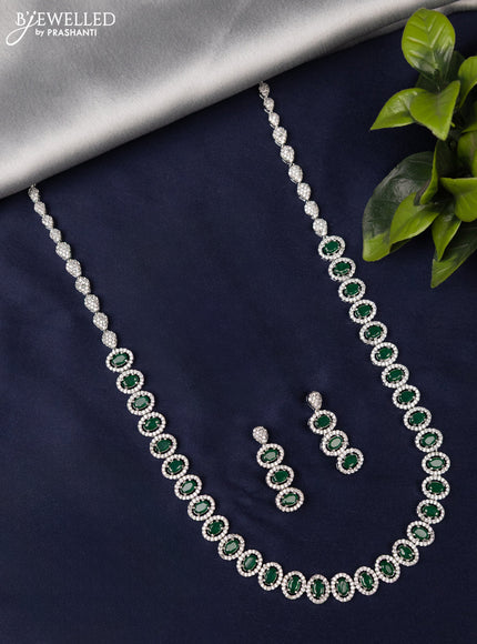 Zircon haaram with emerald and cz stones