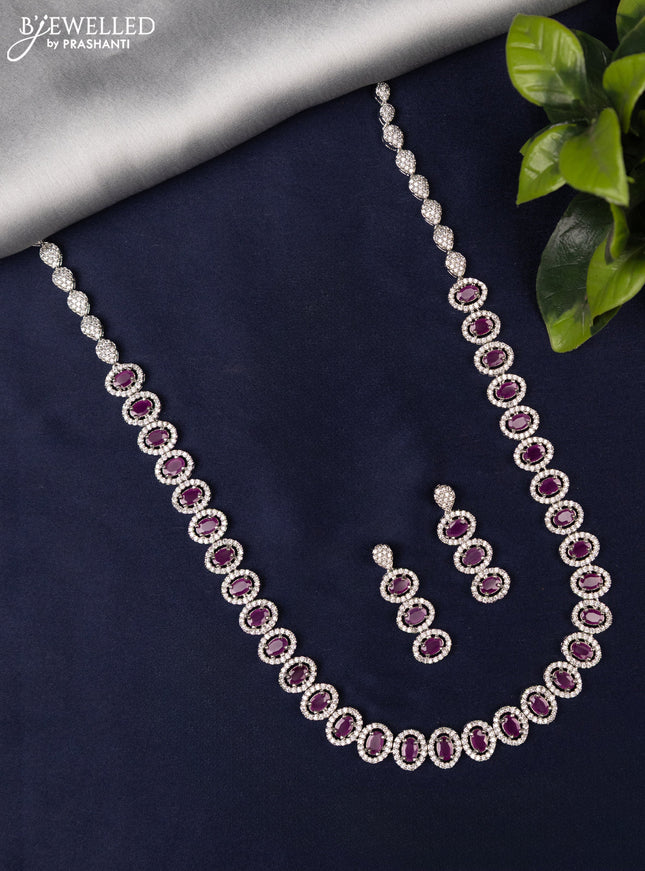 Zircon haaram with ruby and cz stones