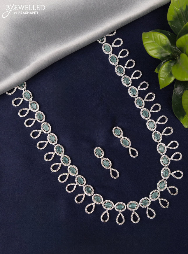 Zircon haaram with mint green and cz stones