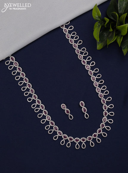 Zircon haaram with ruby and cz stones