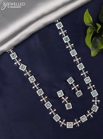 Zircon haaram with mint green and cz stones