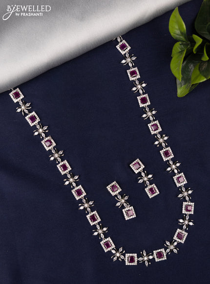 Zircon haaram with ruby and cz stones