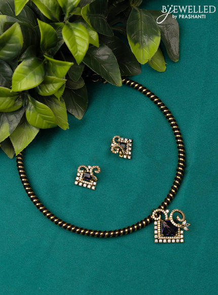 Antique ring type choker with violet and cz stones pendant